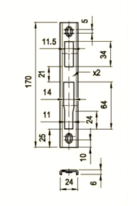 Ответная планка U-образная для замка Vektor с выпадающим ригелем (SCR0023) Изображение 2