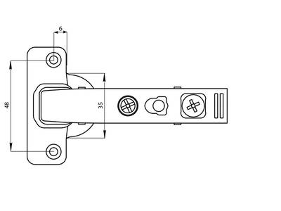 Петля Firmax для угловых дверей 90° Click-on, без пружины, угол открывания 100°, 48мм,шуруп Изображение 3