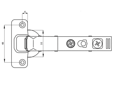 Петля Firmax для угловых дверей, 45° Click-on,Soft-Close, угол открывания 100°, 48мм, шуруп Изображение 2