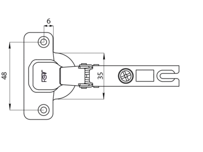 Петля для накладных дверей Slide-on под доводчик ALFA, 110°, 48мм, шуруп Изображение 4