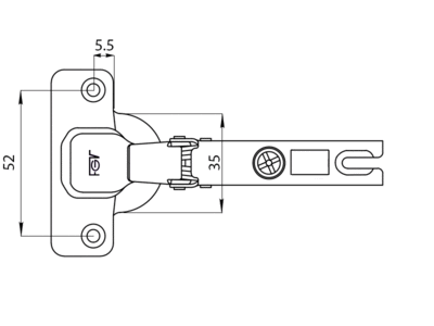 Петля для накладных дверей, Slide-on под доводчик ALFA, 110°, 52 мм, шуруп Изображение 2