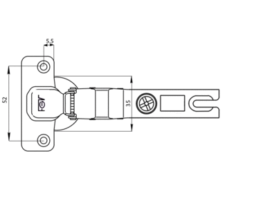 Петля для угловых дверей 120°(30°), под доводчик ALFA 110°, 52мм, шуруп Изображение 4