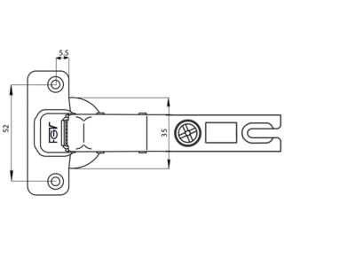 Петля для угловых дверей 135°(45°), под доводчик ALFA 110°, 52 мм, шуруп Изображение 4