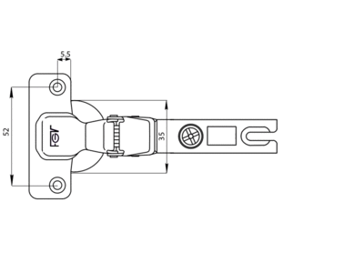 Петля для вкладных дверей, Slide-on под доводчик ALFA, 110°, 52 мм, шуруп Изображение 5