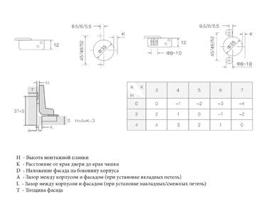 Петля для вкладных дверей Firmax Smartline, Clip On, Soft-Close,угол открывания 105°, 45 мм, 35 мм чашка Изображение 5