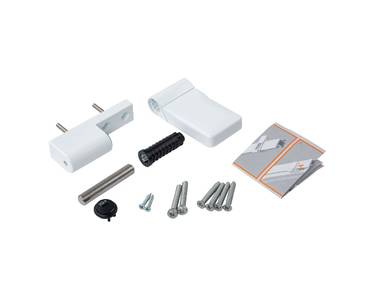 Петля дверная ELEMENTIS серия IQ-Plus 16-19 мм, Белый RAL9016 с черными заглушками Изображение