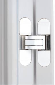 Петля дверная скрытая CEMOM универсальная, 3D, 111,5x29 мм, 80 кг, белый мат., с 4 пласт. колпачками Изображение 4