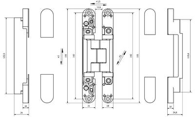 Петля дверная скрытая универсальная, 3D, 155x18/21 мм, 80 кг, черный мат., с 4 алюм. колпачками Изображение 4