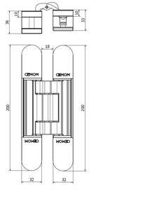 Петля дверная скрытая универсальная, 3D, 200х32 мм, 150 кг, сатин хром., с 4 металл. колпачками Изображение 3