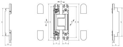 Петля дверная скрытая универсальная, 3D, 200х32 мм, 150 кг, сатин хром., с 4 металл. колпачками Изображение 4