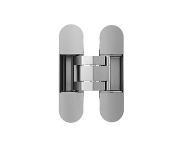 (1 кор.=2 петли) Петля скрытая ELEMENTIS, универсальная, 3D, 120x30 мм, 80 кг, цамак, серебро матовое, Изображение 7