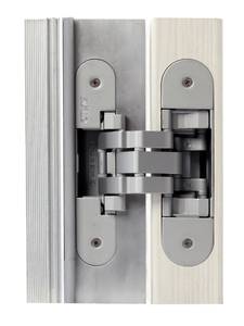 Петля скрытая OTLAV для компланарных дверей, универсальная, 3D, 130x32/25 мм, 60 кг, цамак и алюминий, с 4 накладками и 4 винтами для крепления накладок, серебро матовое Изображение 7