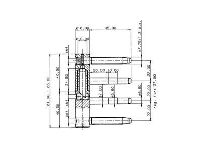Петля ввёртная четырёхштыревая OTLAV CF 495 160 H1 02 (D=16 мм, рам. часть, бихром) Изображение 5