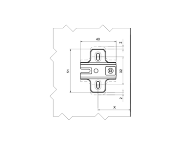 _Монтажная планка для петли мебельной Firmax серии Slide-On (H=0) Изображение 2