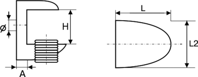 Полкодержатель для стеклянных полок Firmax (H=6 мм, D=5.5 мм, L=14 мм, L2=16 мм, A=2.8 мм, никель, цинк)) Изображение 2