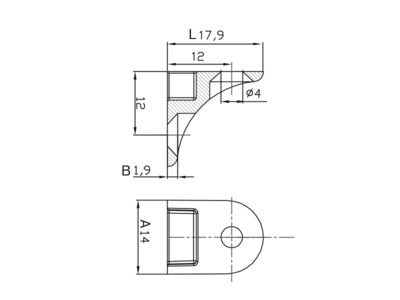 Полкодержатель для деревянных полок Firmax (D=4 мм, L=17.9 мм, H=12 мм, A=14 мм, B=1.9 мм, никель) Изображение 2