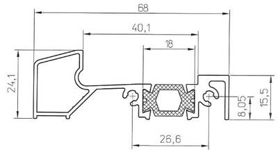 Порог алюминиевый для ПВХ дверей утепленный, (аналог порога Rehau 68х24 мм), 6м Изображение
