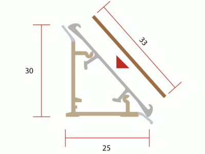 Бортик пристеночный треугольный алюминиевый, 30*25 мм, L=4000 мм, под вставку Изображение 2