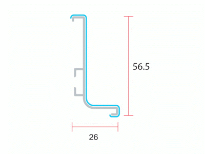 Горизонтальный профиль верхний для нижних кухонных баз GOLA ALPHALUX (L=4.1 м, алюминий белый) Изображение 3