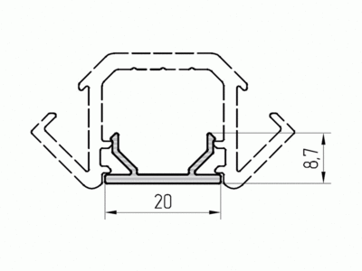 Профиль крышки декоративной 8,7мм (6,8 мм), RAL9016 Изображение