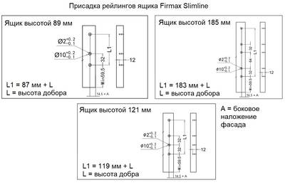 Рейлинги Firmax длина 450 мм, квадратные верхние для ящика Slimline + комплект из двух креплений, антрацит Изображение 3
