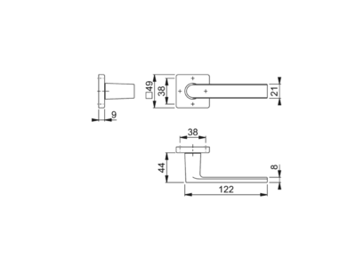 Ручка дверная латунная Los Angeles, с раздельной накладкой, хромированная Изображение 2