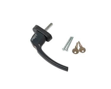 Ручка оконная Internika FILIZ с ключом-кнопкой, 38 мм, 45°, 2 винта, антрацит RAL 7016 Изображение