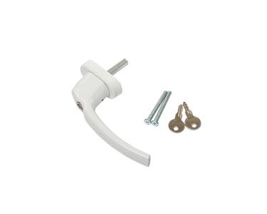 Ручка оконная Internika FILIZ с ключом-кнопкой, 38 мм, 45°, 2 винта, белый RAL9016 Изображение