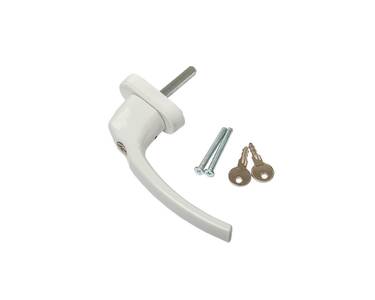 Ручка оконная Internika FILIZ с ключом-кнопкой, 45 мм, 45°, 2 винта, белый RAL9016 Изображение