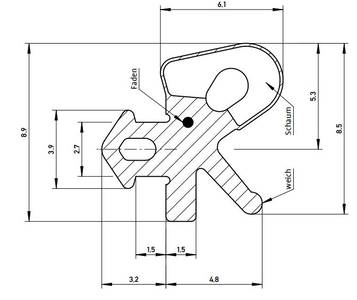 Уплотнитель для окон на сухого остекления Deventer SP7618 (черный) [норма отпуска 5 м] Изображение 3