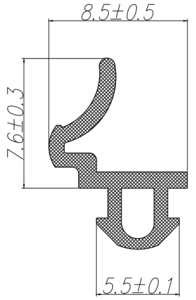 Уплотнитель для профиля KBE (227) (рама, створка), серый, "ELEMENTIS", ТЭП Изображение