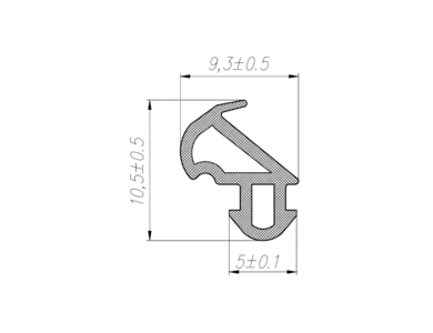 Уплотнитель для профиля KBE (228) (рама, створка), серый, ТЭП Изображение
