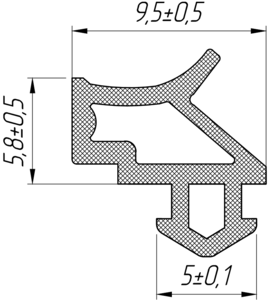 Уплотнитель для профиля KBE (229) (рама, створка), чёрный, ТЭП Изображение 2