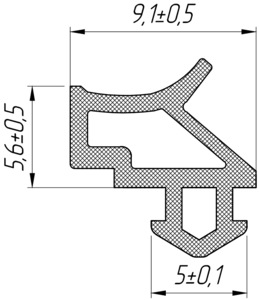 Уплотнитель для профиля KBE (229) (рама, створка) модификация 1, чёрный, "ELEMENTIS", ТЭП Изображение