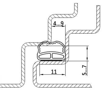 Уплотнитель контурный для стальных дверей DEVENTER, на клеевой основе, ТЭП, хлыст длиной 2180 мм, черный RAL 9004 Изображение 3