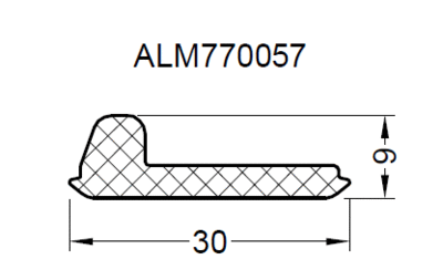 Уплотнитель упорный порога ALUMARK EPDM, 50м, черный Изображение