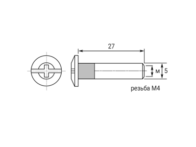 Стяжка межсекционная PERMO (гайка, D=5 мм, L=27 мм, M4, цинк) Изображение 3